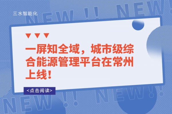 一屏知全域，城市級綜合能源管理平臺在常州上線！