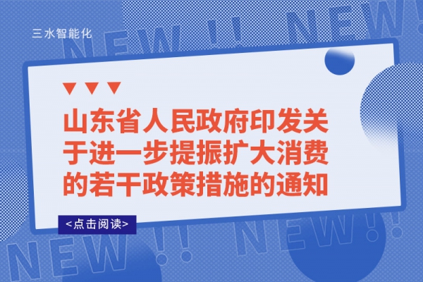 山東省人民政府印發(fā)關(guān)于進一步提振擴大消費的若干政策措施的通知